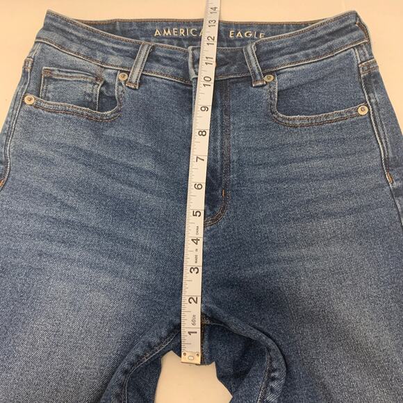 American Eagle Jeans Women 0 Blue Medium Wash Denim Stretch Mom Distressed - Picture 9 of 10